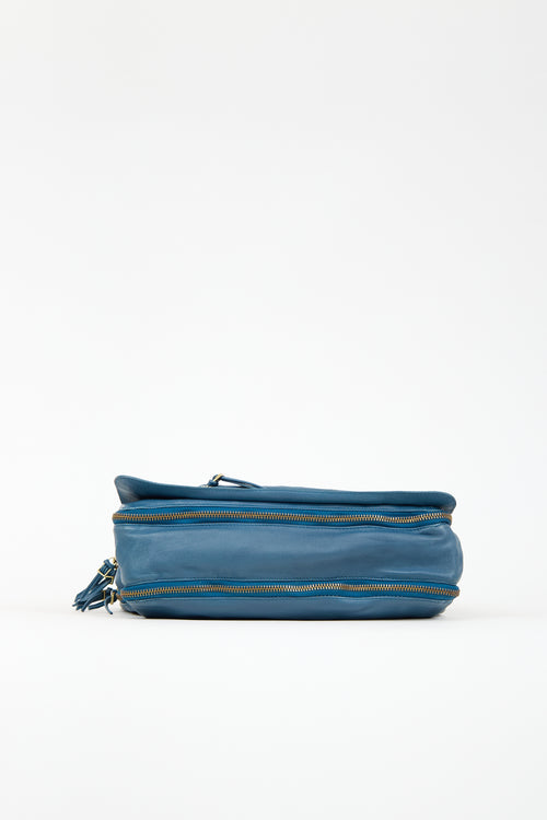 Jerome Dreyfuss Blue Leather Albert Satchel Bag