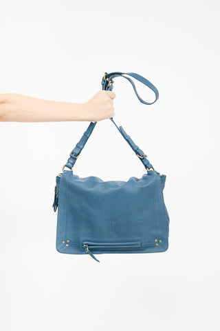 Jerome Dreyfuss Blue Leather Albert Satchel Bag