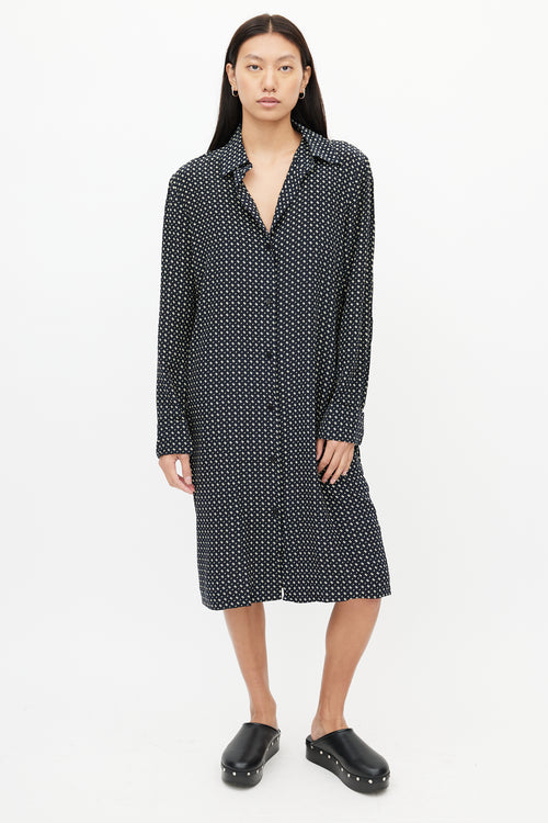 Jil Sander Black 
Beige Print Shirt Dress