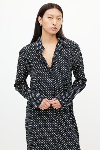 Jil Sander Black 
Beige Print Shirt Dress