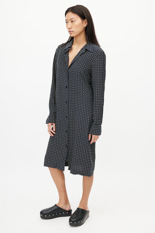 Jil Sander Black 
Beige Print Shirt Dress