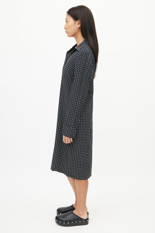 Jil Sander Black 
Beige Print Shirt Dress