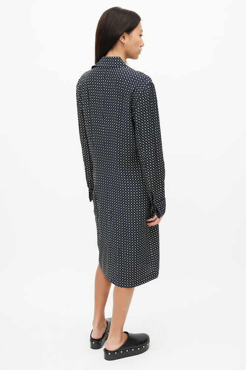 Jil Sander Black 
Beige Print Shirt Dress