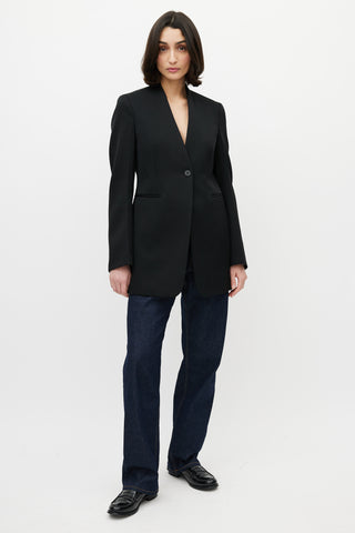 Jil Sander Black Collarless One Button Blazer