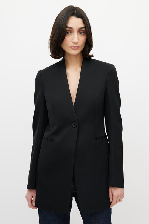 Jil Sander Black Collarless One Button Blazer