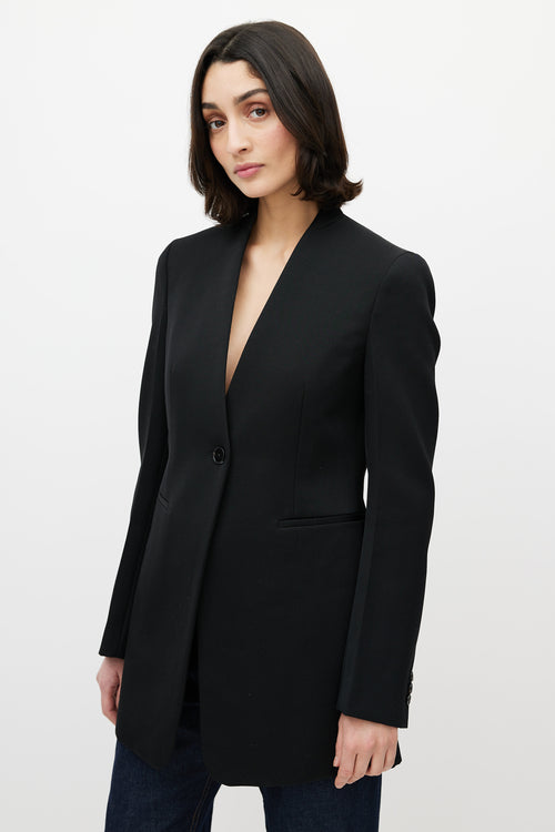 Jil Sander Black Collarless One Button Blazer