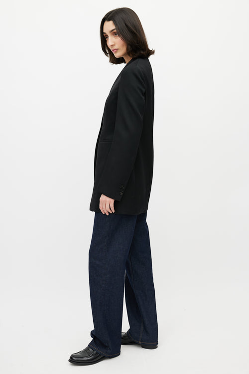 Jil Sander Black Collarless One Button Blazer