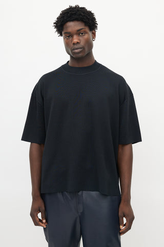 Jil Sander Black Knit Mock Neck Top