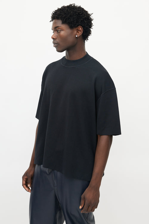 Jil Sander Black Knit Mock Neck Top