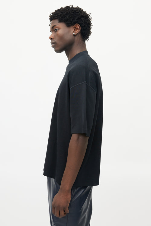 Jil Sander Black Knit Mock Neck Top