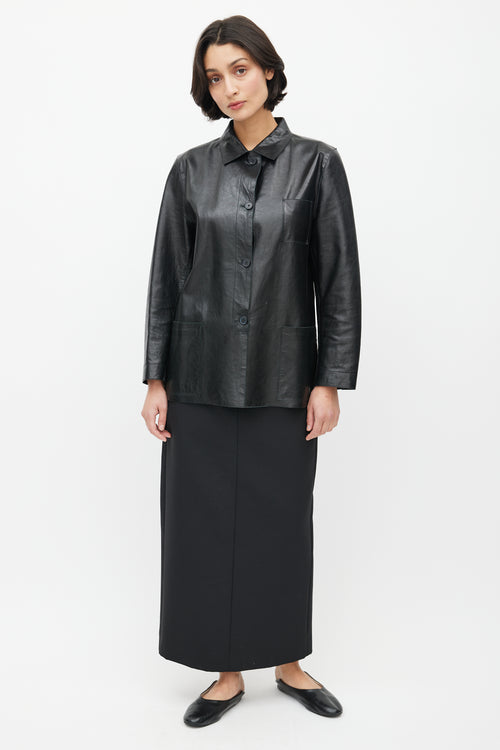 Jil Sander Black Leather Chore Jacket