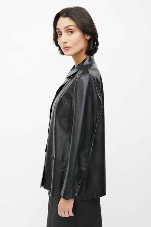 Jil Sander Black Leather Chore Jacket