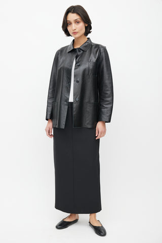 Jil Sander Black Leather Chore Jacket