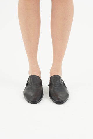 Jil Sander Black Leather Elasticized Flat