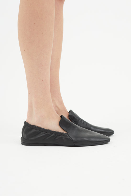 Jil Sander Black Leather Elasticized Flat