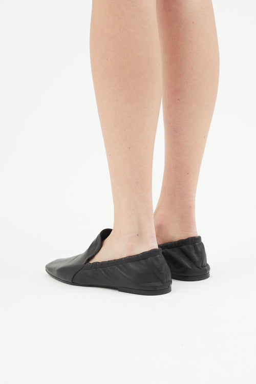 Jil Sander Black Leather Elasticized Flat