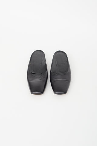 Jil Sander Black Leather Squared Toe Mule