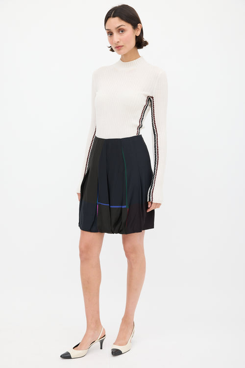 Jil Sander Black 
Multicolour Silk Bubble Hem Skirt