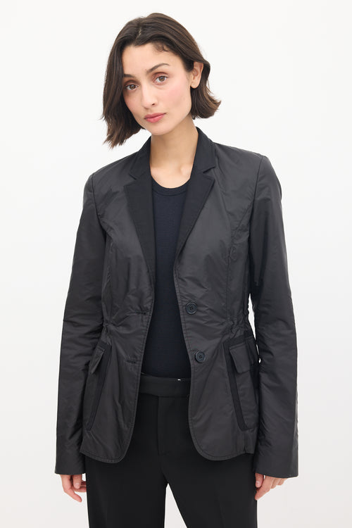 Jil Sander Black Nylon 
Cotton Drawcord Waist Blazer