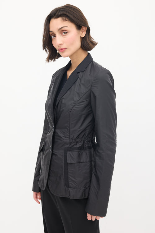 Jil Sander Black Nylon 
Cotton Drawcord Waist Blazer