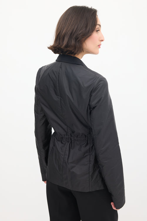 Jil Sander Black Nylon 
Cotton Drawcord Waist Blazer