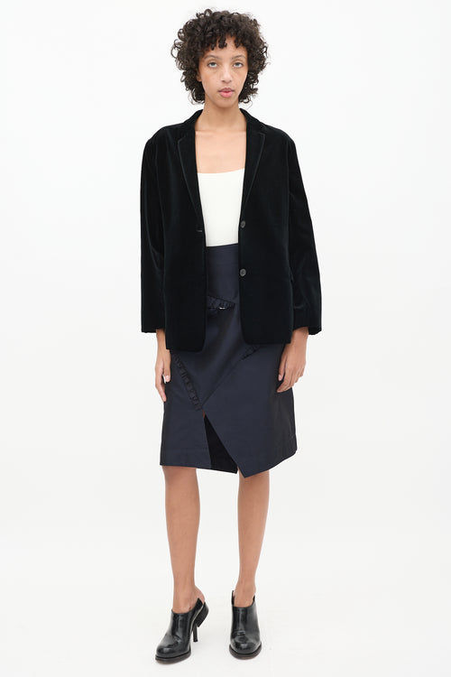 Jil Sander Black Velvet 
Cashmere Blend Blazer