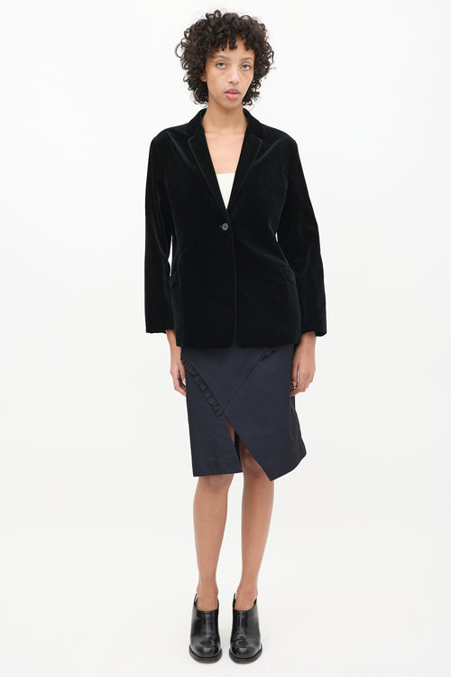 Jil Sander Black Velvet 
Cashmere Blend Blazer