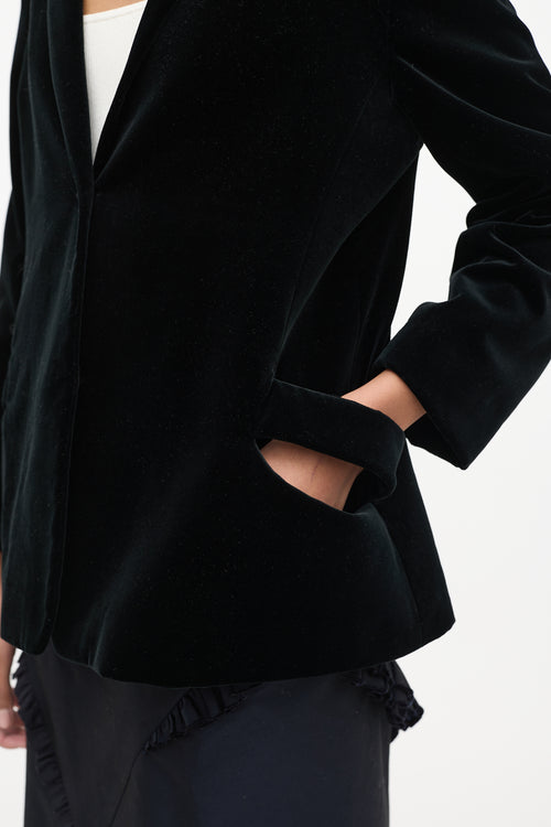 Jil Sander Black Velvet 
Cashmere Blend Blazer