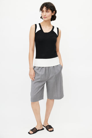 Jil Sander Black 
White Panelled Sleeveless Top