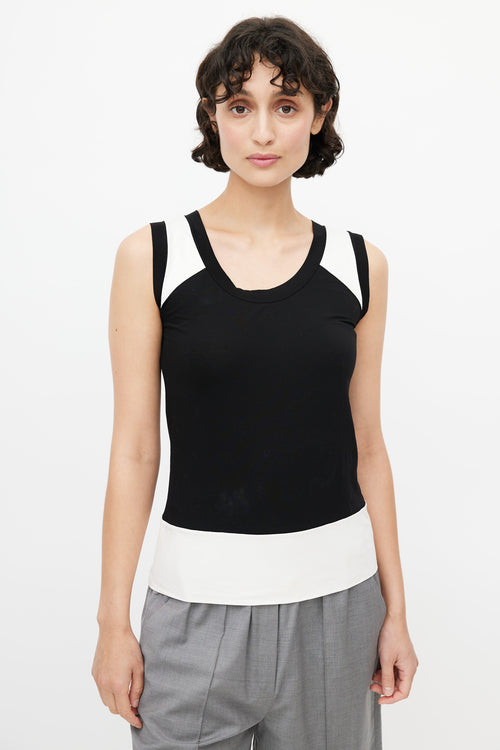 Jil Sander Black 
White Panelled Sleeveless Top