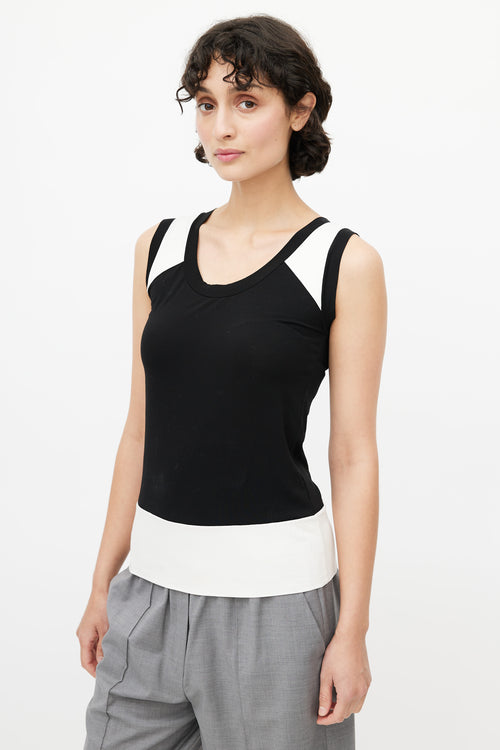 Jil Sander Black 
White Panelled Sleeveless Top