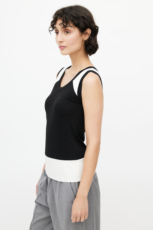 Jil Sander Black 
White Panelled Sleeveless Top