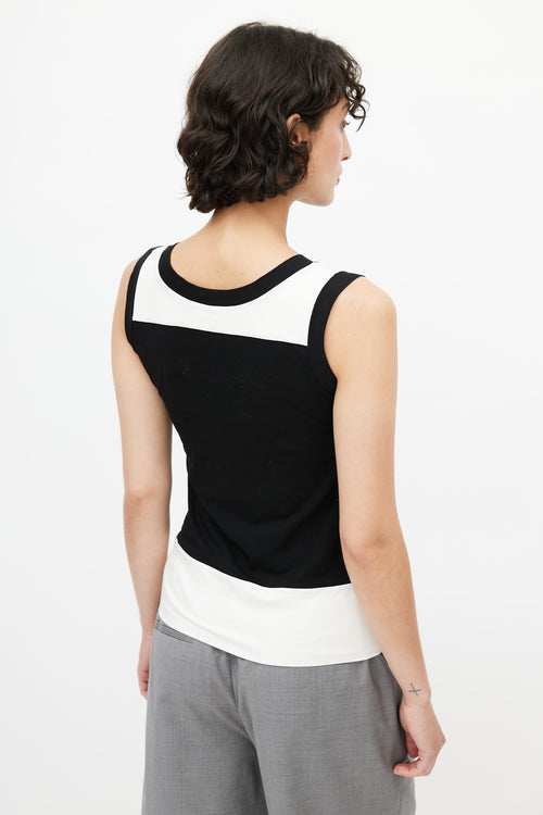 Jil Sander Black 
White Panelled Sleeveless Top