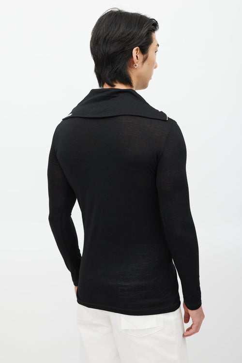 Jil Sander Black 
White Zip Top