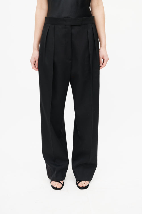 Jil Sander Black Wide Leg Tuxedo Trouser