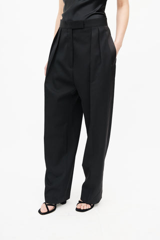 Jil Sander Black Wide Leg Tuxedo Trouser