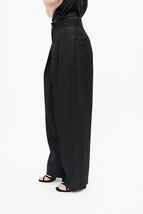 Jil Sander Black Wide Leg Tuxedo Trouser