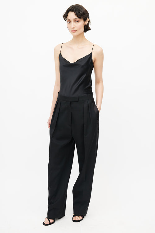 Jil Sander Black Wide Leg Tuxedo Trouser