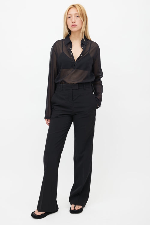 Jil Sander Black Wool Ankle Slit Trouser