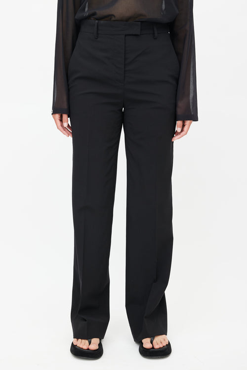 Jil Sander Black Wool Ankle Slit Trouser