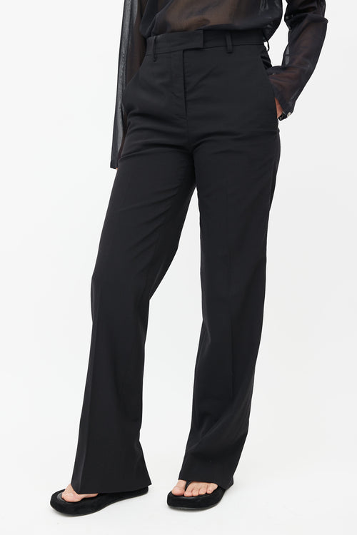 Jil Sander Black Wool Ankle Slit Trouser