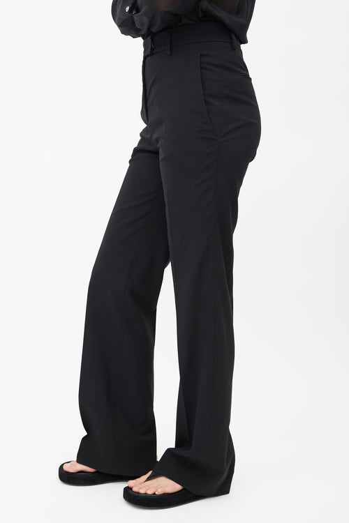 Jil Sander Black Wool Ankle Slit Trouser