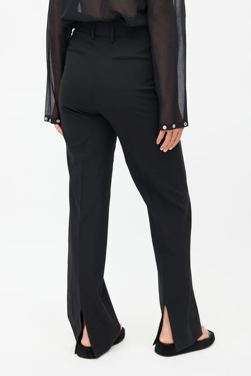 Jil Sander Black Wool Ankle Slit Trouser