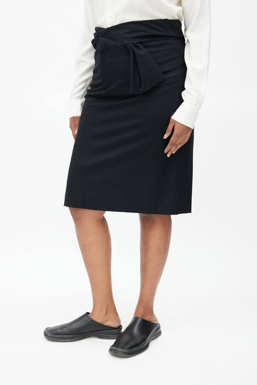 Jil Sander Black Wool Asymmetrical Skirt