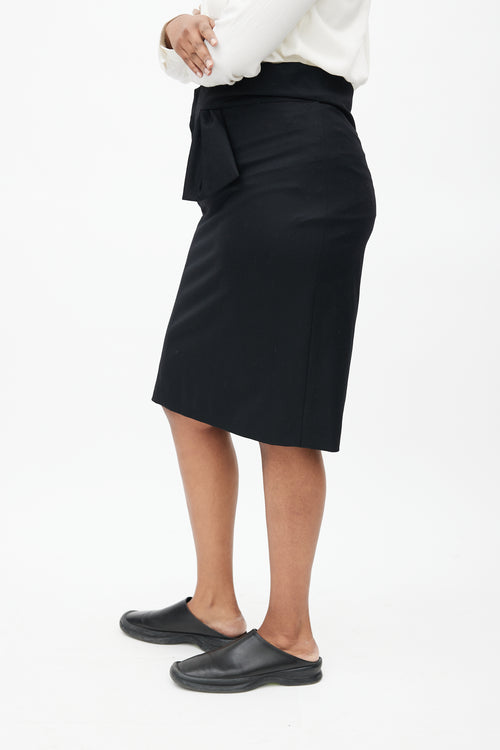 Jil Sander Black Wool Asymmetrical Skirt