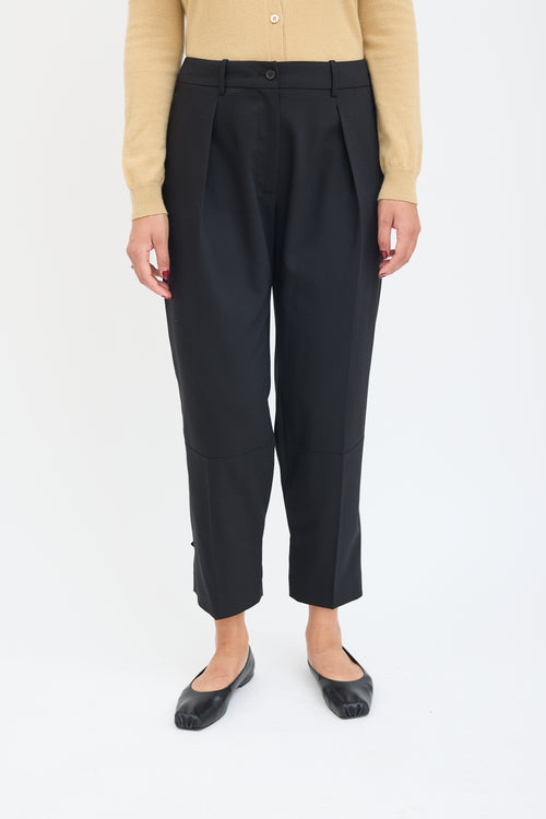 Jil Sander Black Wool Pleated Tapered Trouser