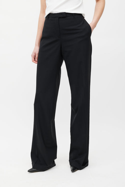 Jil Sander Black Wool Wide Leg Trouser