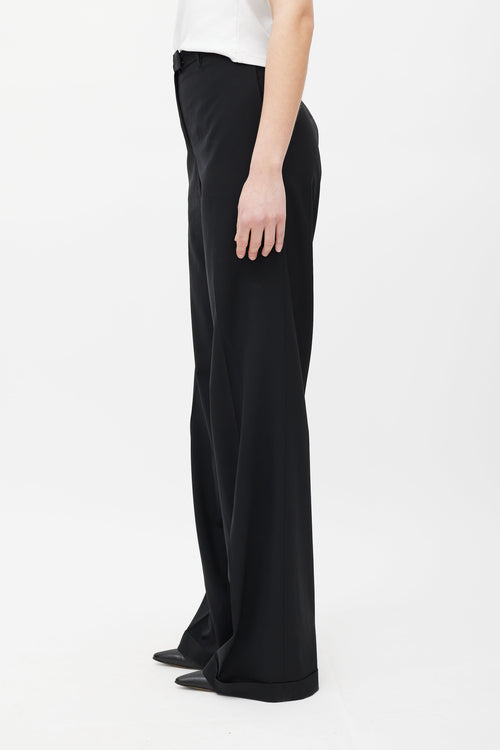 Jil Sander Black Wool Wide Leg Trouser