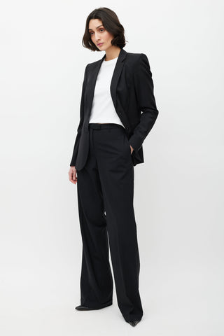 Jil Sander Black Wool Wide Leg Trouser