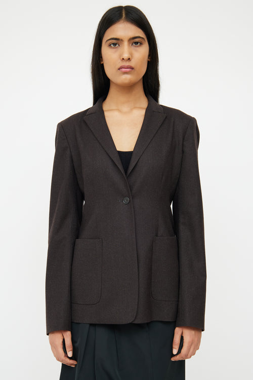 Jil Sander Brown Wool Peak Lapel Blazer